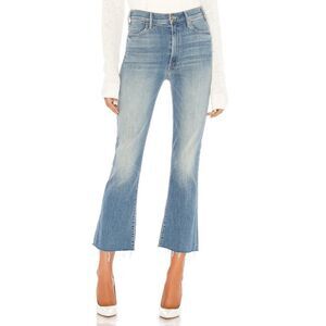 Mother The Hustler Ankle Fray Jeans in Shaken Not Stirred High Rise Flare Denim